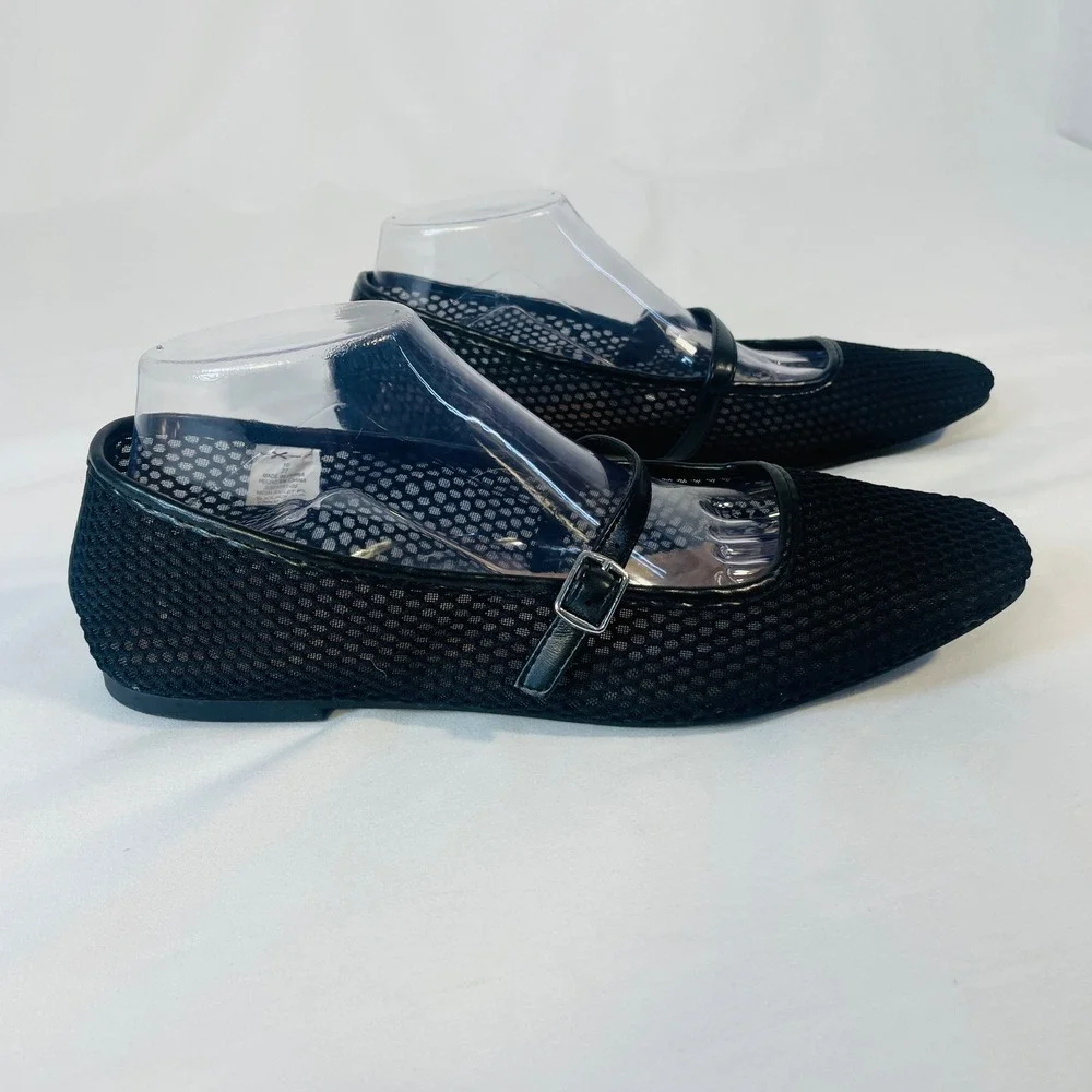 Old Navy‎ Mesh Ballet Flats Mary Jane Women's 10 Blackjack Black Buckle Strap